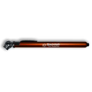 Orange Aluminum Pencil Tire Gauge 10-50 PSI (Black Metal Slide) +-1psi