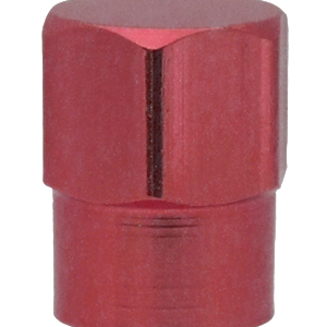 Valve Cap (Red) Metal, Hex Style